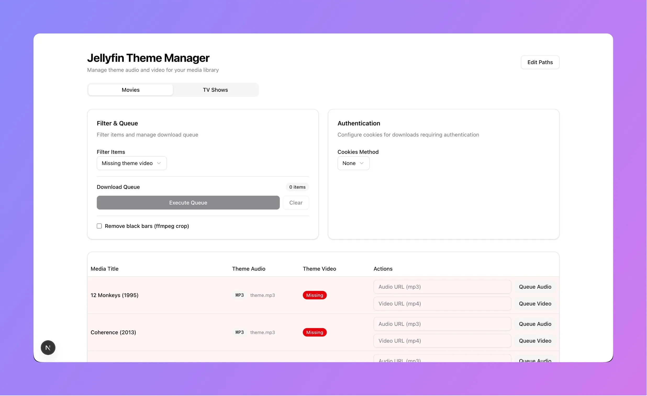 Jellyfin Theme Music Manager